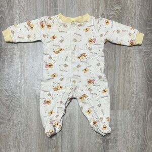 Disney Winnie the Pooh Baby Footie - Cream and Yellow